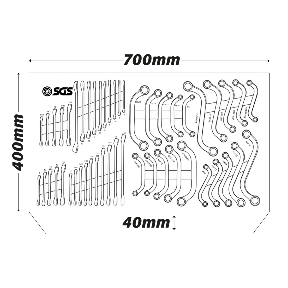 SGS 50pc Combination Spanner Set | Foam Insert
